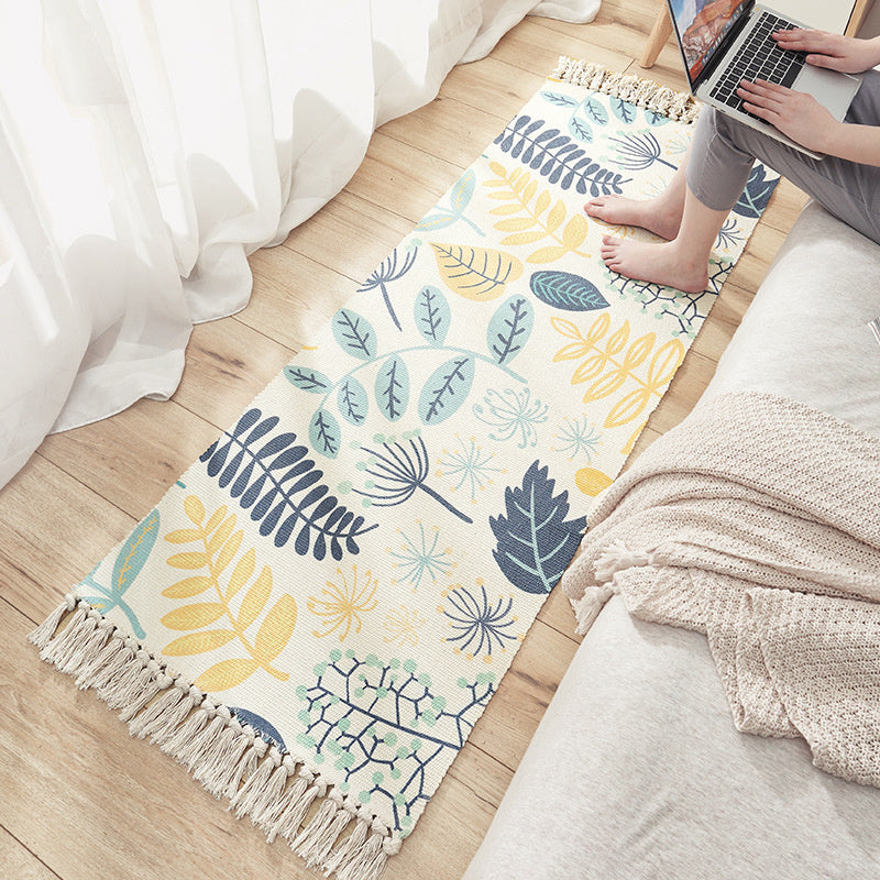 Fringed cotton striped rug