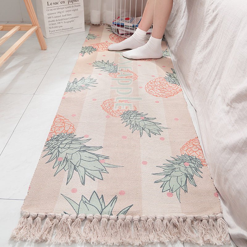 Fringed cotton striped rug